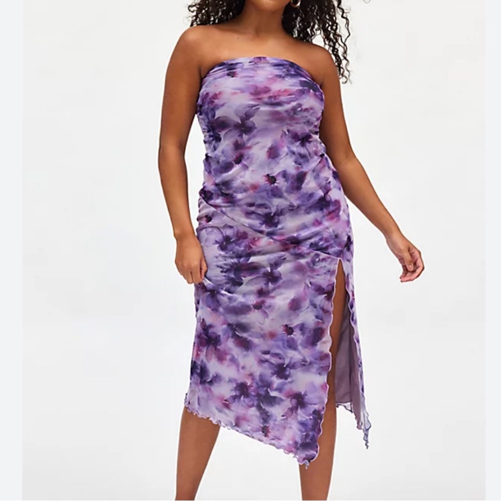 Urban Outfitters Samara Mesh Strapless Midi Dress